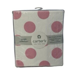 Carter's Jungle Collection Pink White Polka Dots Velour Changing Pad Cover NEW